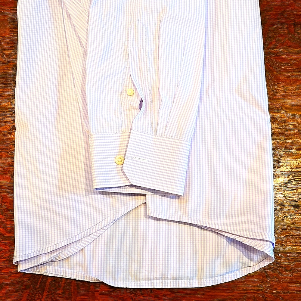 Men's Shirt,  Izod, XL, long-sleeved, light purple and white tiny check - Picture 5 of 6